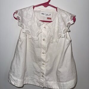 Zara Kids White Lace Collar Shirt